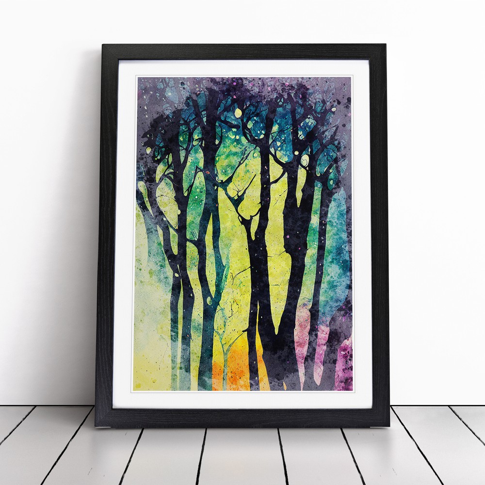 Paint Splash Forest No.2 Wall Art Print Framed Canvas Picture Poster Decor