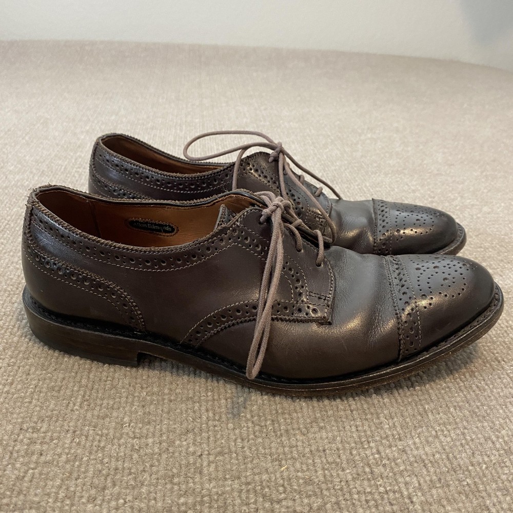 Allen Edmonds Shoes Mens Size 9 D Brown Leather Cap Toe Brogue Dress Oxfords
