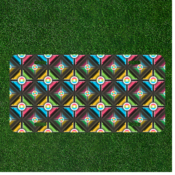 Custom Personalized Car License Plate With Seamless Pattern Background