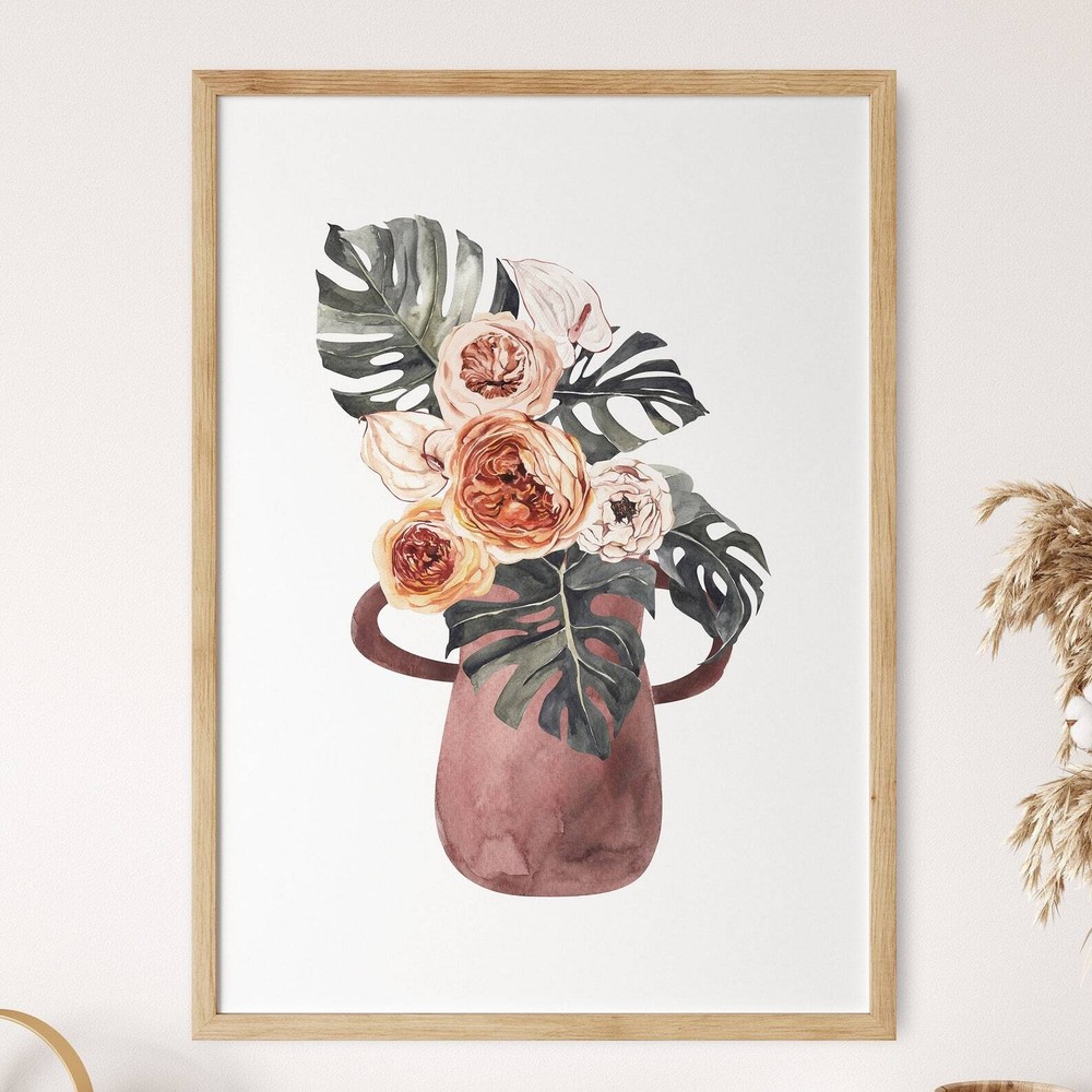 Boho Botanical Art Palm Leaves Decor Watercolor Floral Wall Art Tropical Plants