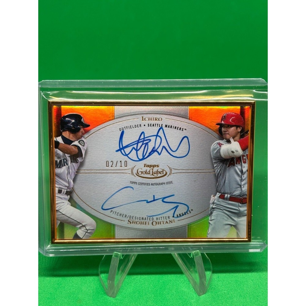 2022 Topps Gold Label Framed Dual Auto Shohei Ohtani Ichiro Suzuki 2/10