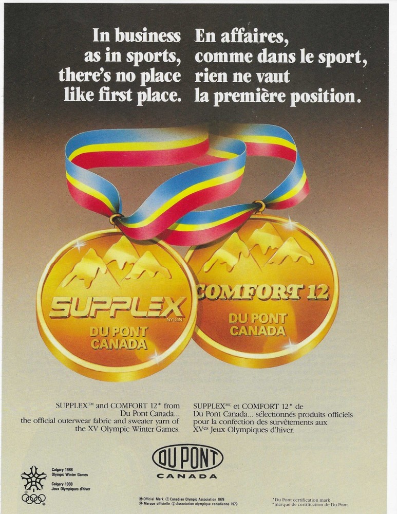 1988 Calgary Olympics  Dupont Canada  Original Print Ad