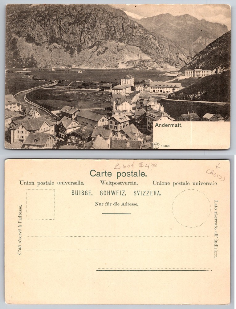 Andermatt Suisse Village Mountain View Postcard