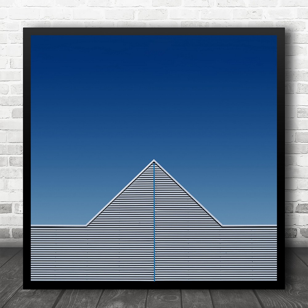 Blue Symmetry Geometry Shapes Graphic Abstract Architecture Square Art Print-image