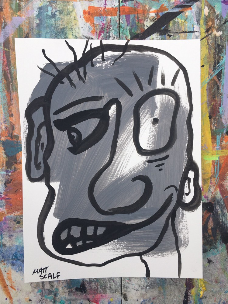 Matt Scalf Graffiti Face Abstract Portrait Pop Street Art ORIGINAL PAINTING 9x12-image