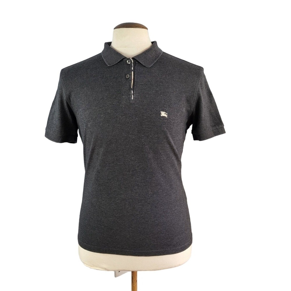 Burberry London Women's Grey Polo Shirt Size XL Designer Collared Button Jersey