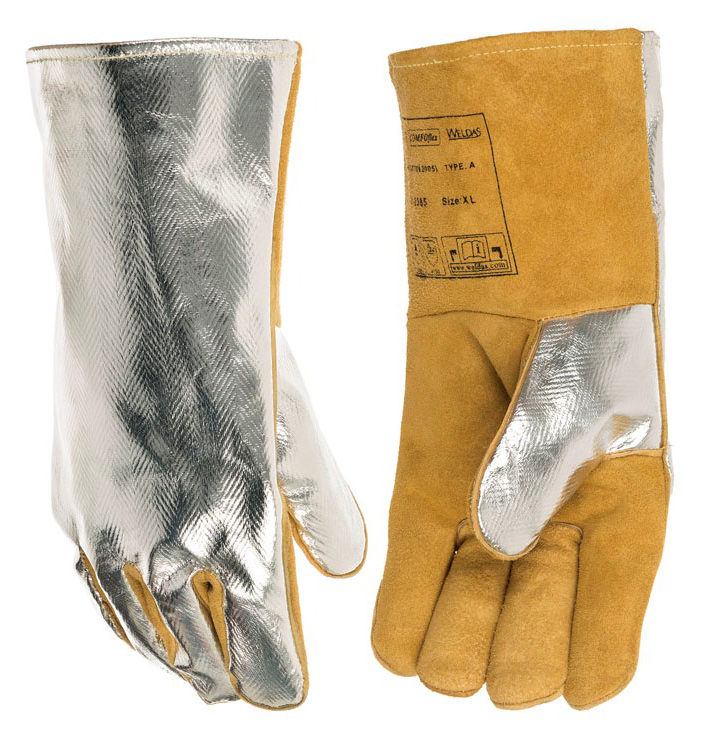 TIG MIG Welding Glove , Reflect Radiant Heat Leather Work Glove ARC Flash