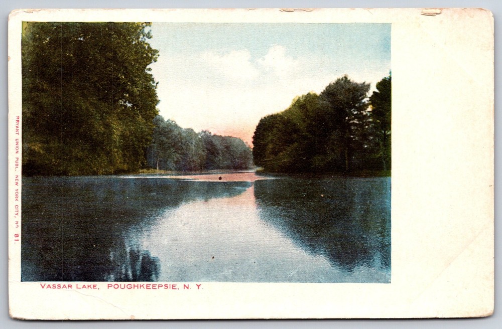 Poughkeepsie New York~Vassar Lake In Rectangle~Vintage Postcard