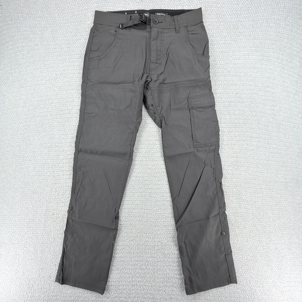 Prana Stretch Zion II Pants Mens 28x30 Gray Slim Roll Up Cargo Belted Gorpcore
