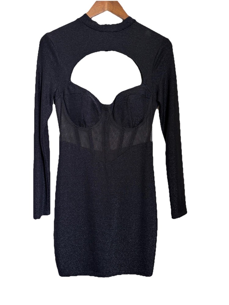 Black Mesh Cutout Bodycon Dress – Size L