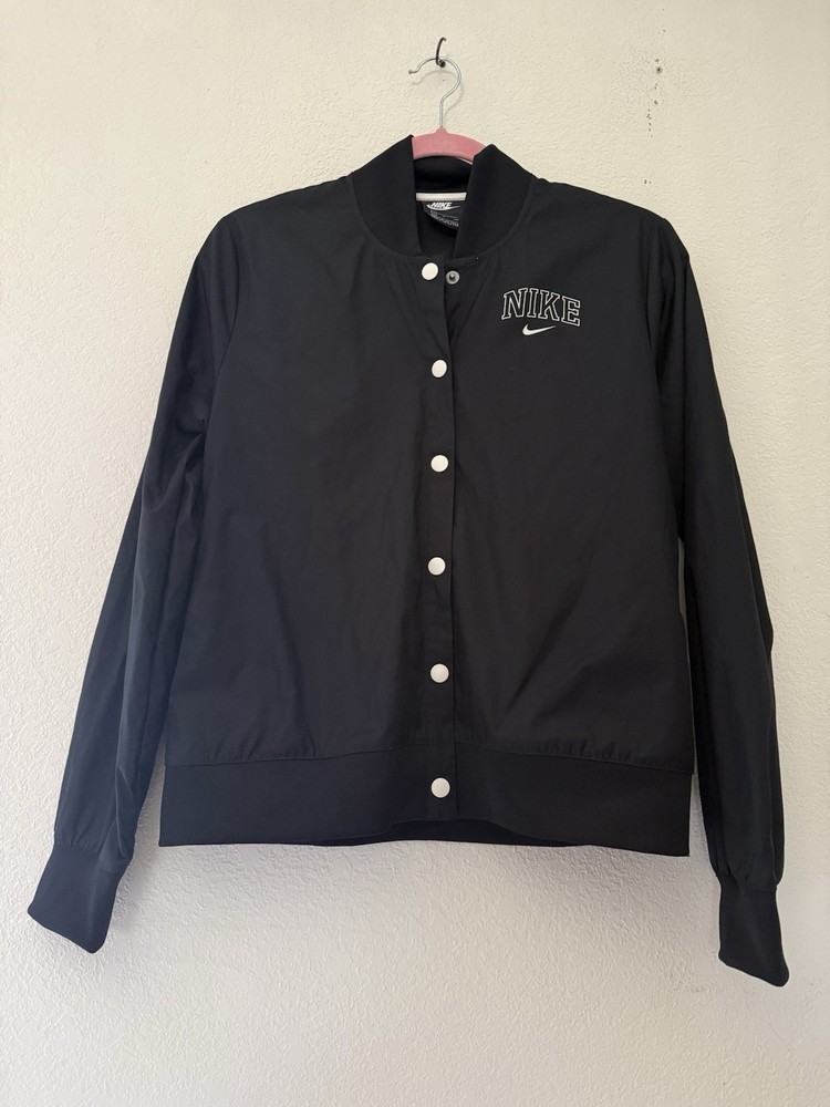 Nike Women’s NSW Varsity Long Sleeve  Button Up Jacket Black |  Sz S