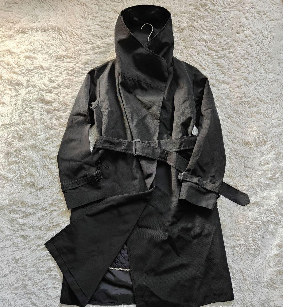 Aquascutum Trench Coat Black Asian fit M US size S Liner Authentic Men's Silk