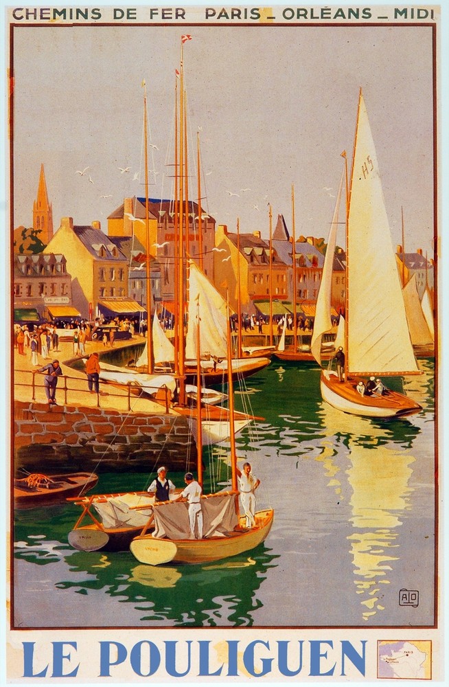 Chemins de fer Paris Le Pouliguen Decorative Poster. Fine Graphic Design. 2895
