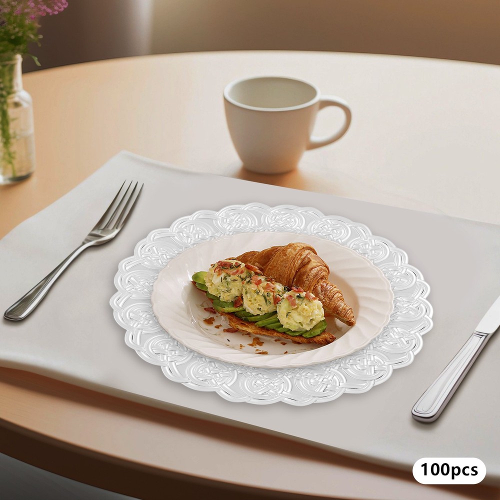 100Pcs Charger Plates Embossed Dinner Plate For Wedding Party Banquet Restaurant