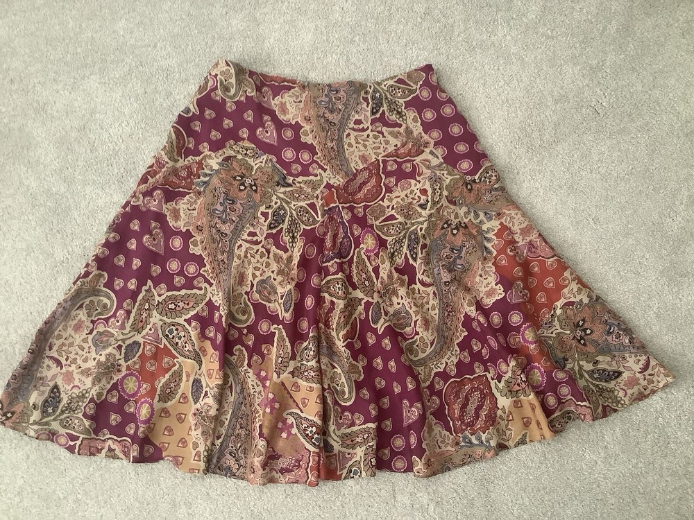 Lauren Ralph Lauren Women's Flared skirt, 100% silk, multicolored, size M