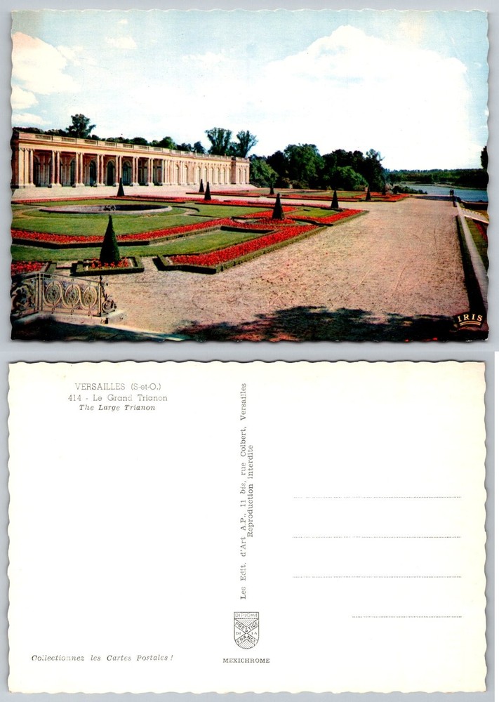 Vintage Le Grand Trianon Versailles France Postcard S-et-O. MEXICHROME IRIS