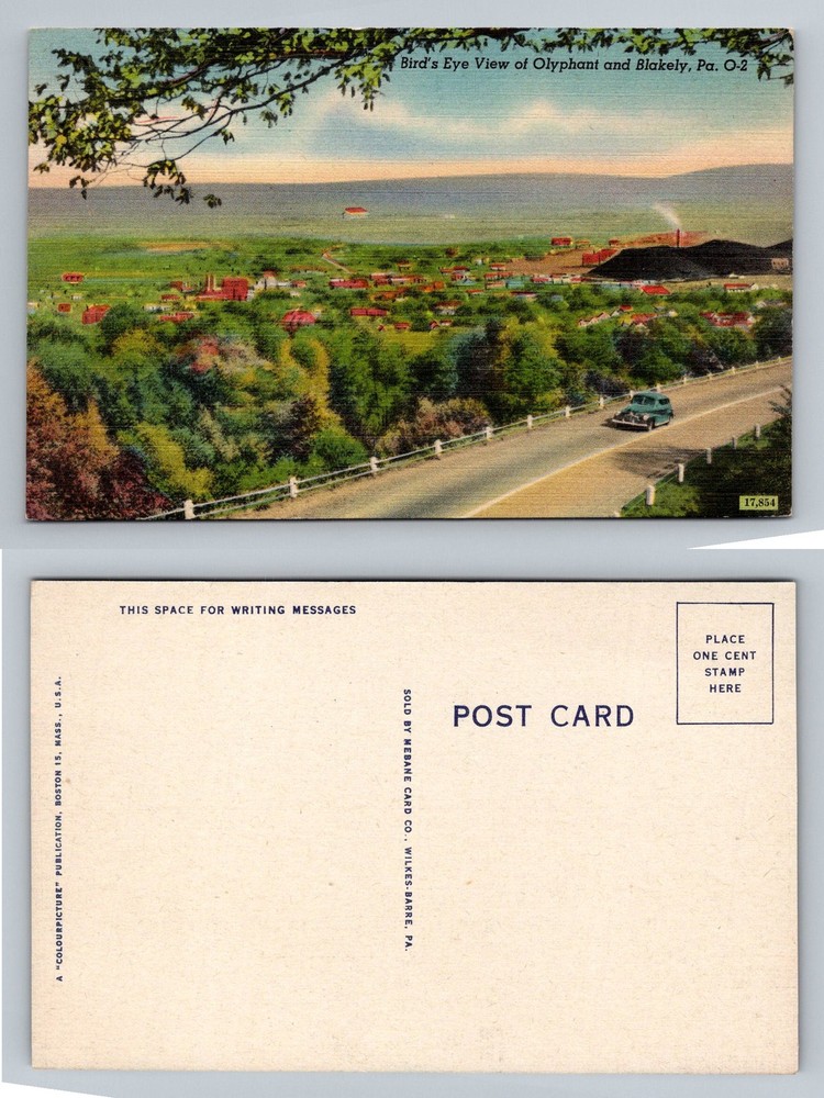 Olyphant, PA-Pennsylvania, Bird's Eye View Blakely Valley Road Vintage Postcard