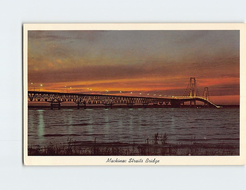 Postcard Mackinac Straits Bridge Michigan USA
