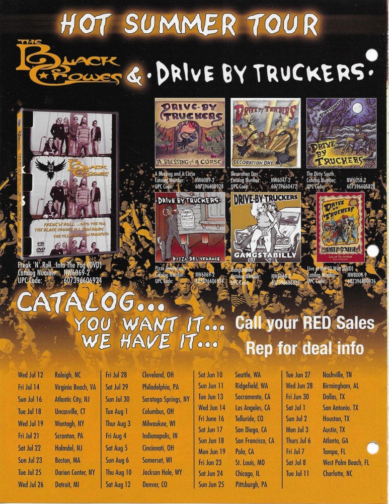 DRIVE BY TRUCKERS & BLACK CROWES Rare TOUR PROMO TRADE AD Poster for 2006