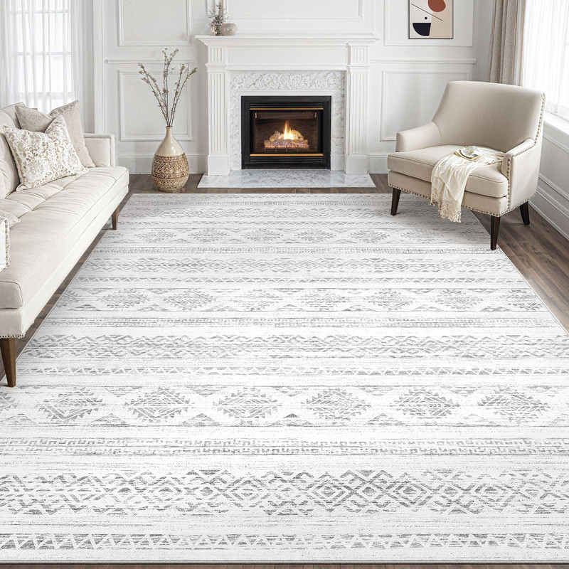 Tortania Area Rug Living Room Rugs - 9X12 Washable Large Soft Neutral Boho
