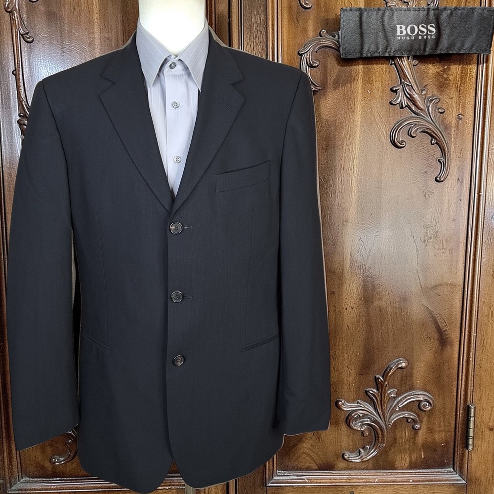 Hugo Boss Suit Jacket Blazer Mens 40R Black 3 Button VL Wool