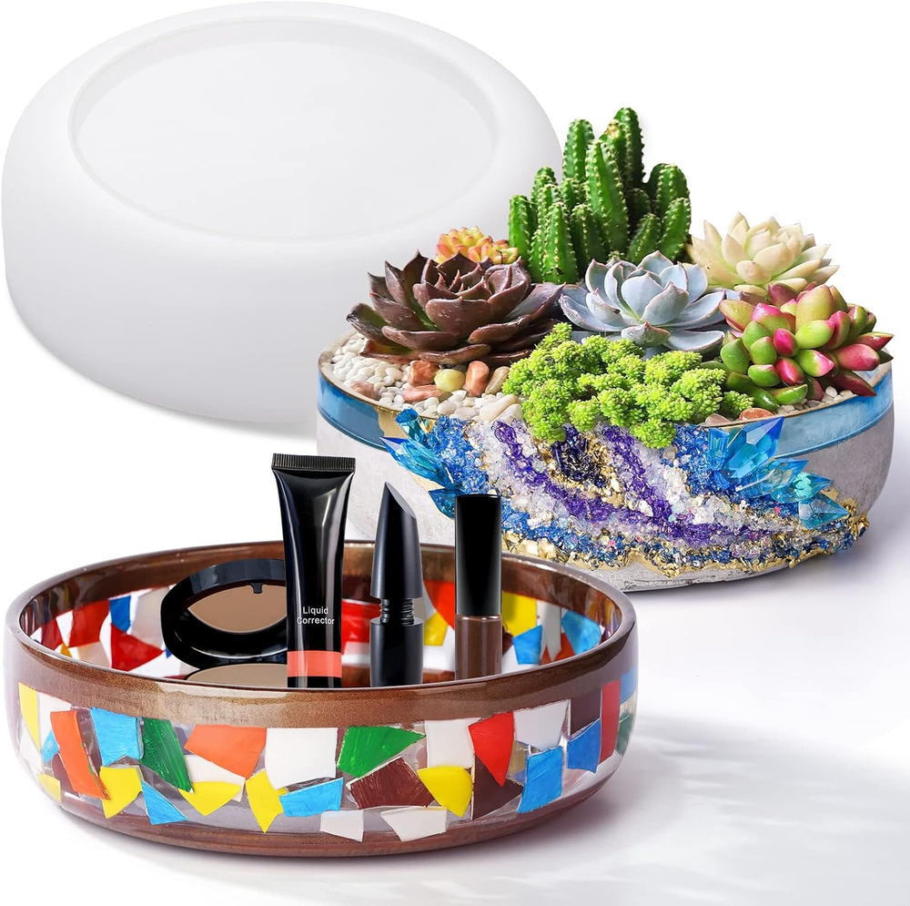 LET'S RESIN Large Epoxy Molds, 8'' for Succulent Pot, round Silicone Molds for C