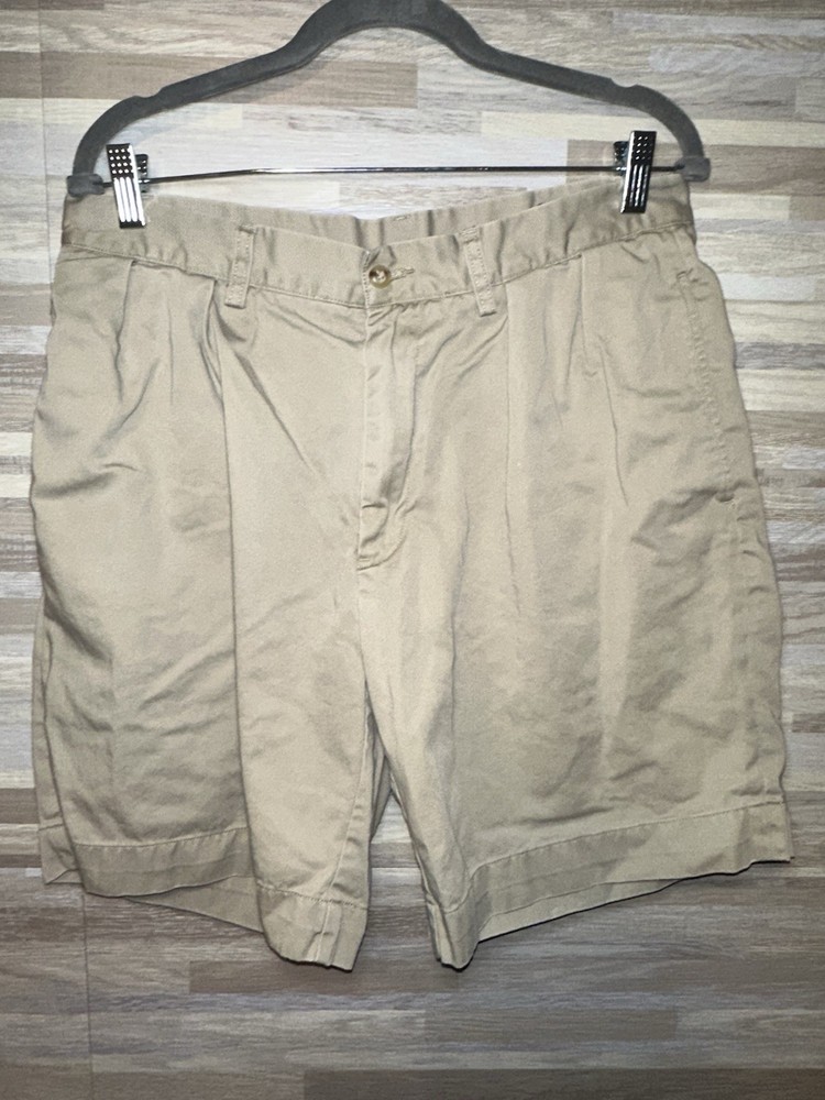 Polo By Ralph Lauren Tyler Chino Pleated Shorts Men’s 33 Khaki 9” Inseam #L