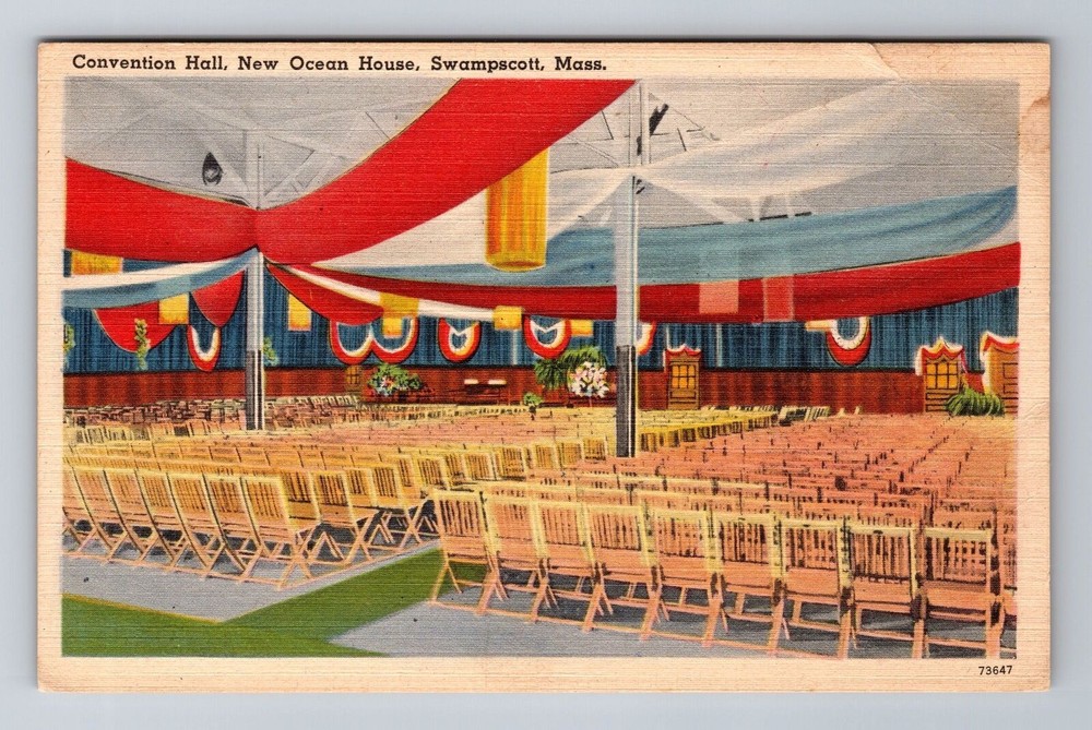 Swampscott MA-Massachusetts, New Ocean House Convention Hall, Vintage Postcard