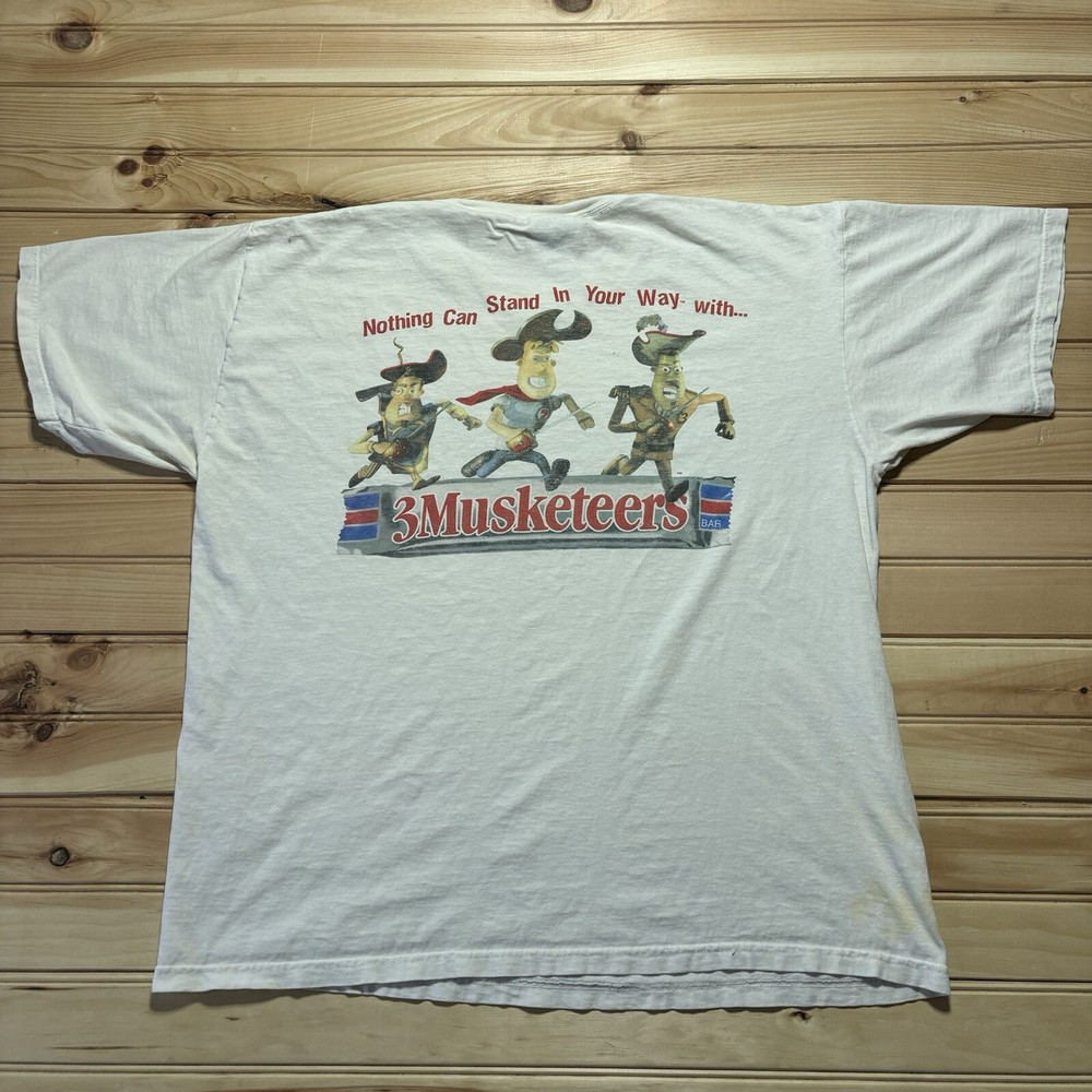 Vintage 90s 3 Musketeers Snack Candy Bar Promo Shirt Size XL RARE