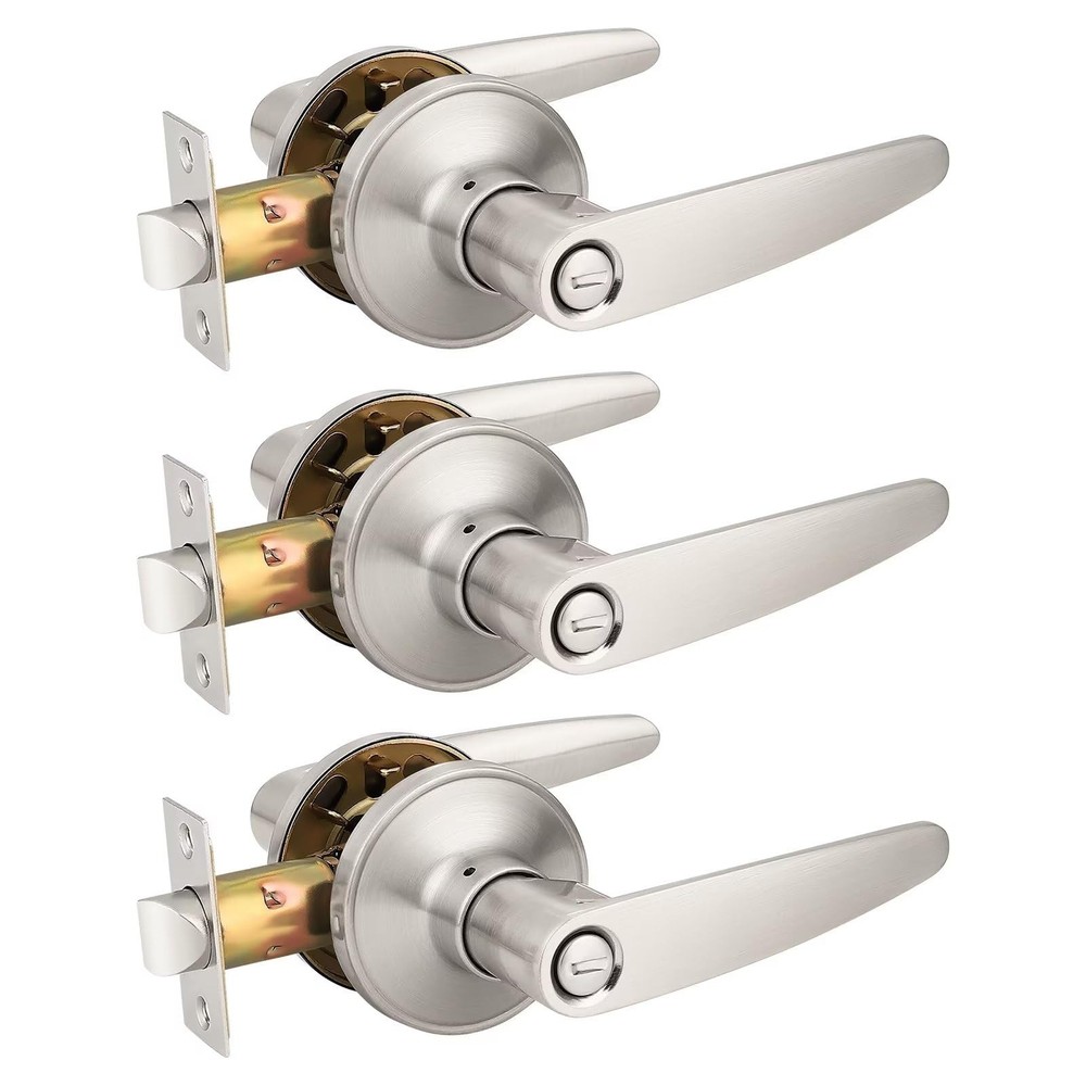 (3 Pack Privacy Door Lever Door Handle for Bedroom or Bathroom Keyless Levers...