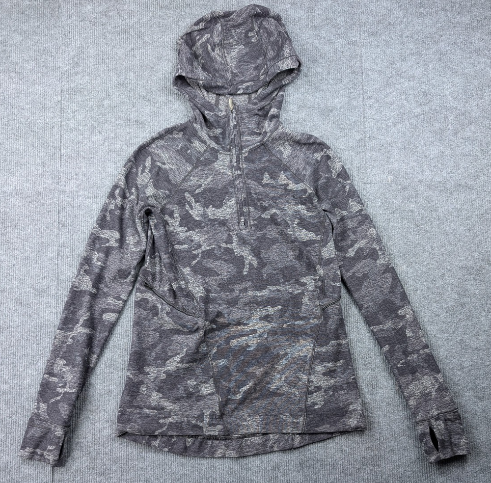 Lululemon Warm Stabilizer 1/2 Zip Hoodie Womens 2 Camo Pullover Athletic Train