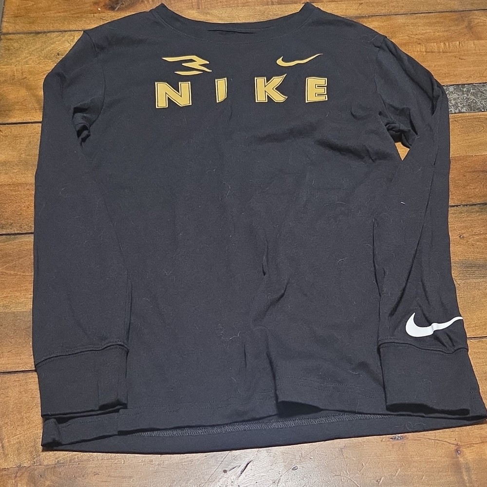 Nike 3Brand Boys Black Graphic Long Sleeve T-Shirt Size y L