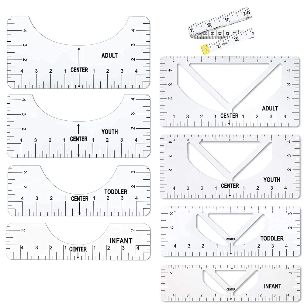 9Pcs T-Shirt Ruler Guide for Vinyl Alignment, Tshirt-Ruler for Heat Press, Tshir