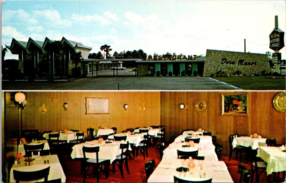 Mount Dora Florida Mt. Dora Motor Lodge Motel Restaurant Vintage Postcard  23647