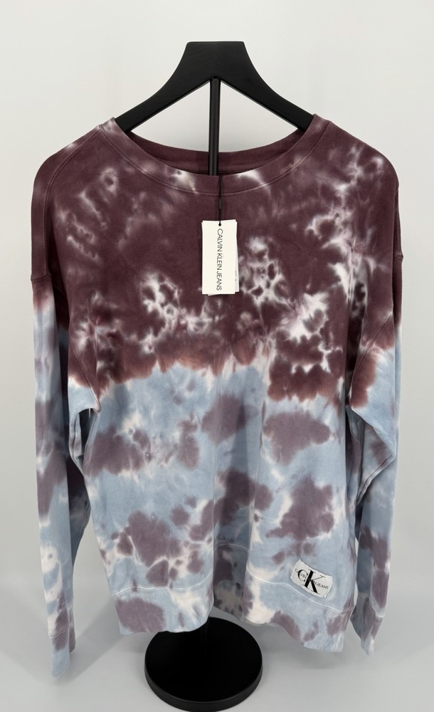 Calvin Klein Jeans Tie Dye Crewneck Sweatshirt Blue Purple M NWT