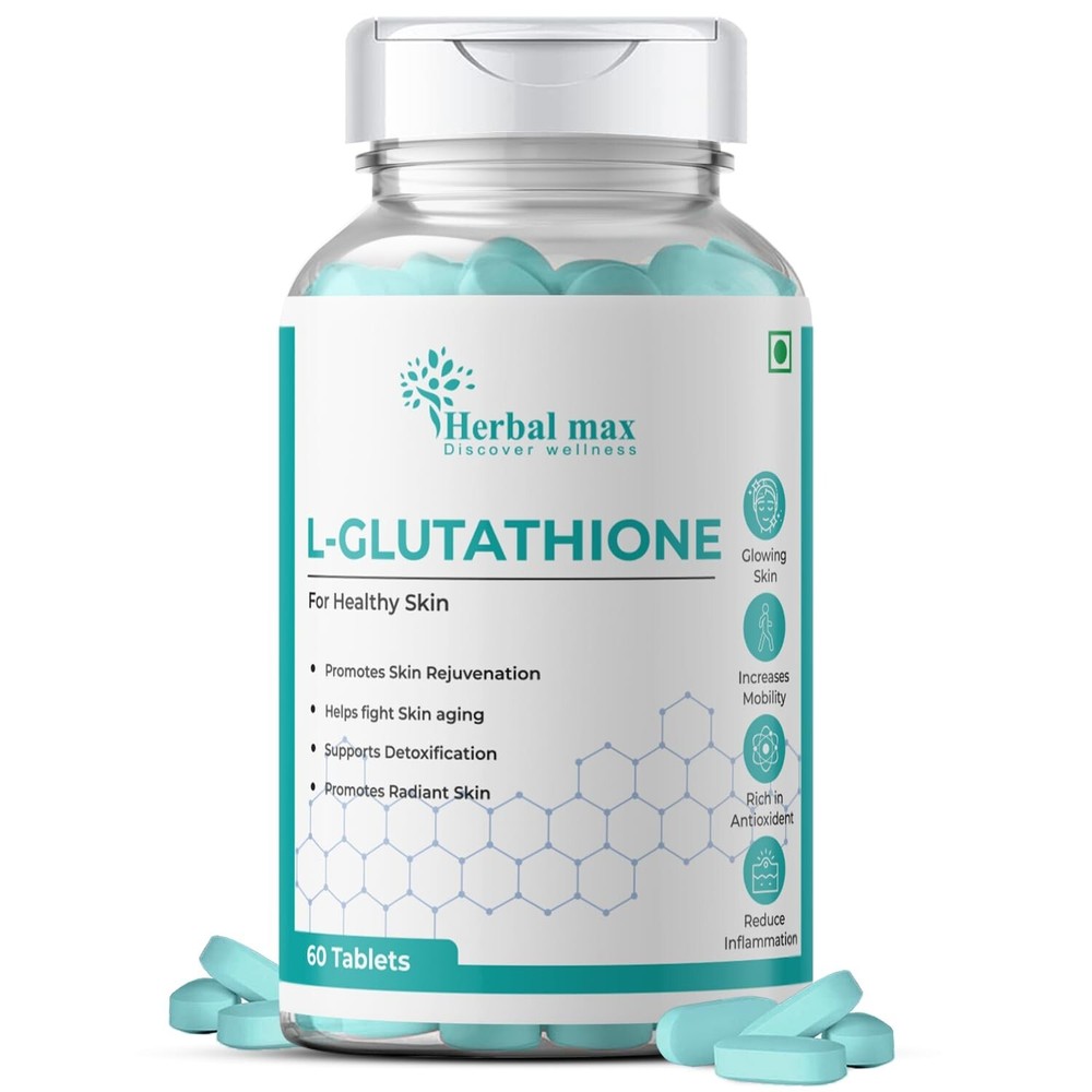 Herbal max Plant Based L - Glutathione Tablet Supplement - Antioxidants - 60 Tab