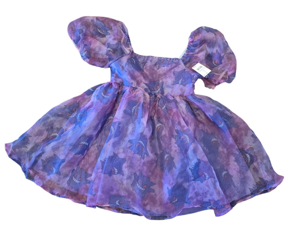 Pokemon Gengar Purple Puff-Sleeve Organza Dress Girl's size 10/Large