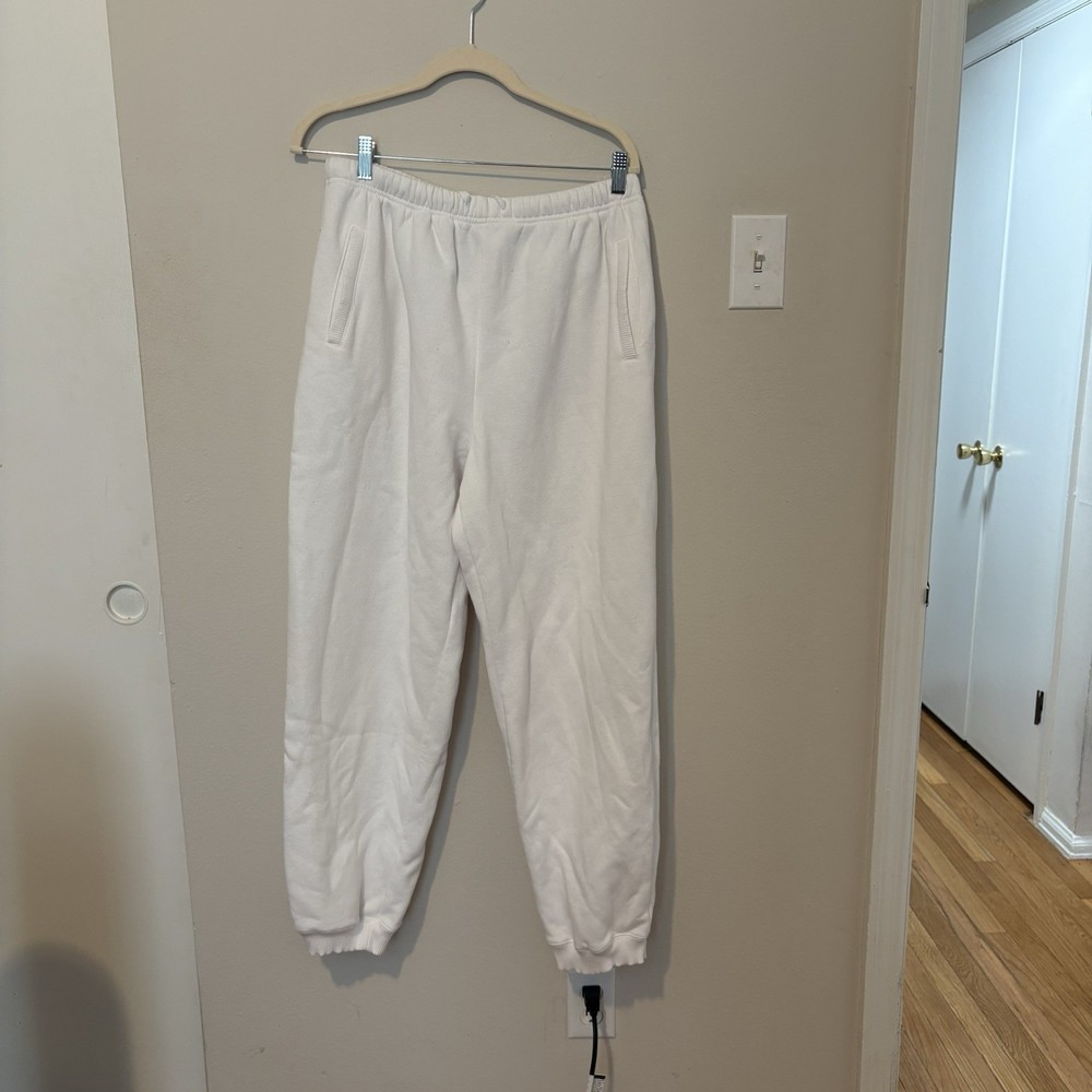 Vintage Pacer White Cotton Blend Sweatpants Relaxed Fit Joggers Size Large