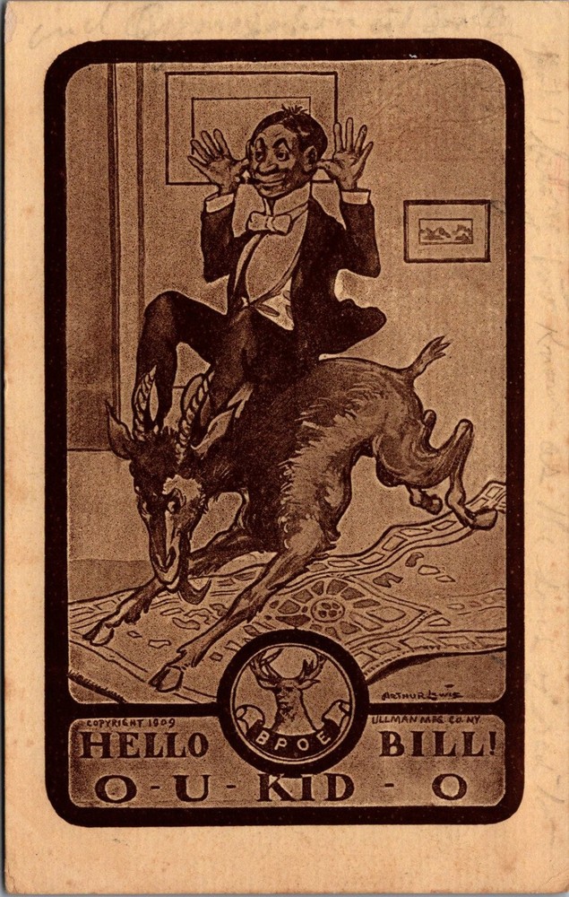 1909 BPOE Elks Fraternal Hello O-U-Kid-O Bill! Arthur L. Wise Postcard