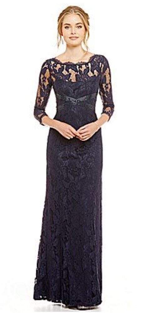 Adrianna Papell Women's Navy Blue Lace Party Dress Size 4 Petite, 3/4 Sleeve