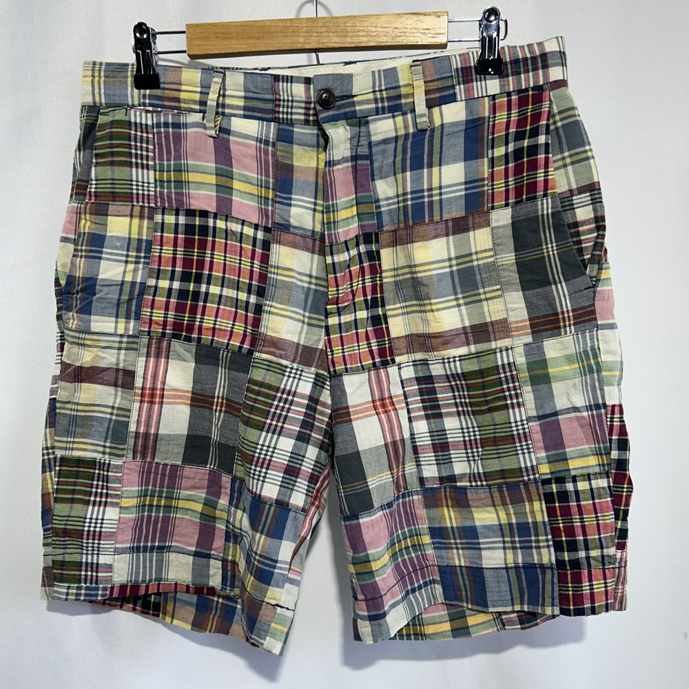 Polo Ralph Lauren Madras Plaid Patchwork Shorts Mens 32 Multicolor Classic Fit