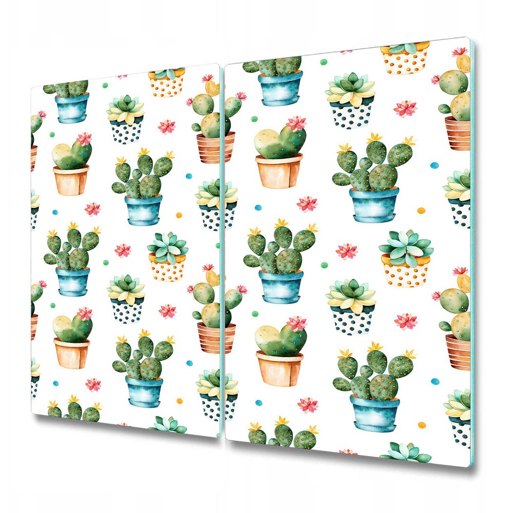 Glass Chopping Board Watercolour cactus Succulent plants Colourful hand painted