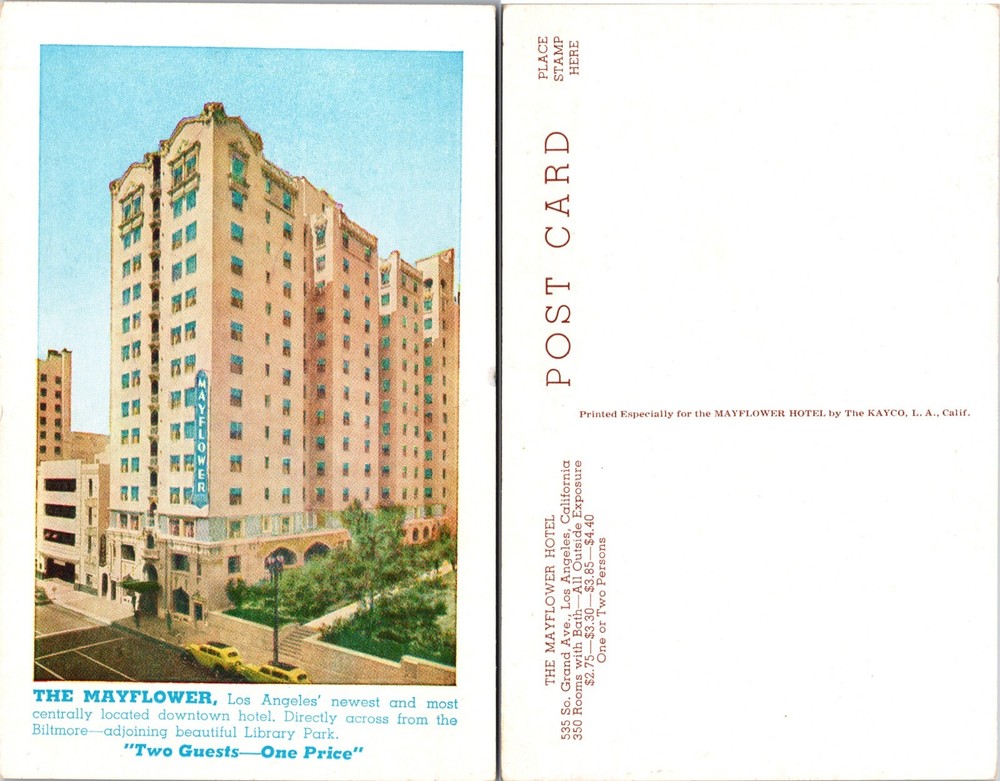 Mayflower Hotel Los Angeles California Postcard