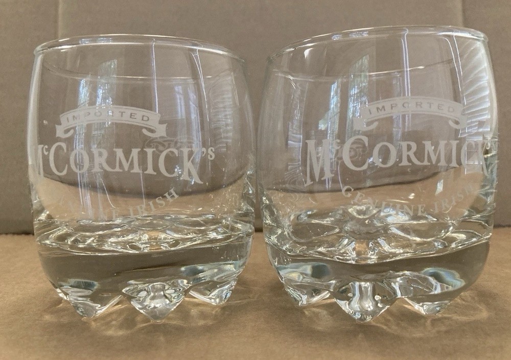 McCormick’s Etched Lowball Rocks Whiskey Glasses Set Of 2