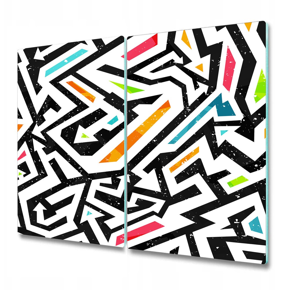 Glass Chopping Cutting Board Worktop Saver Graffiti black and blue photo 2x30x52