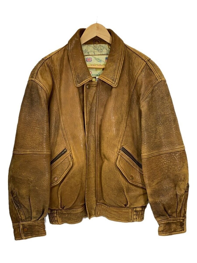 Men's Sheepskin Leather Blouson Jacket Plain 2246 Size L