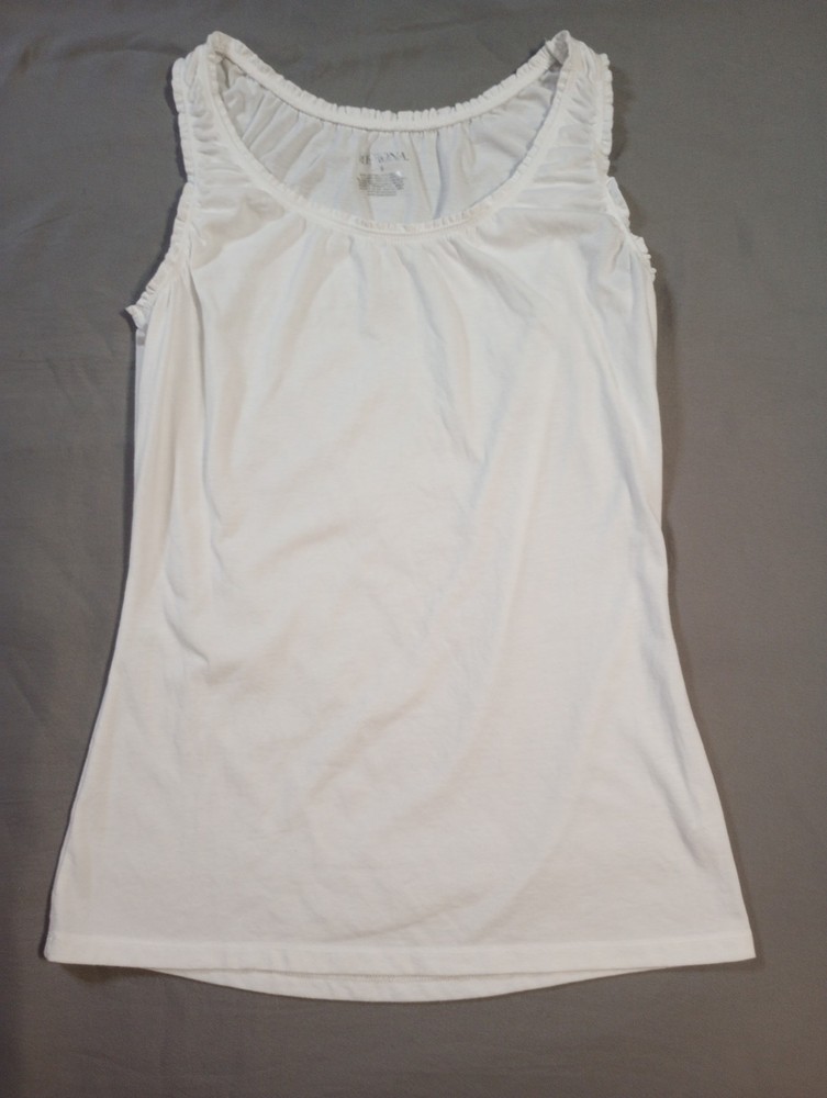 Merona Top Womens Small White Sleeveless Tank Ruched