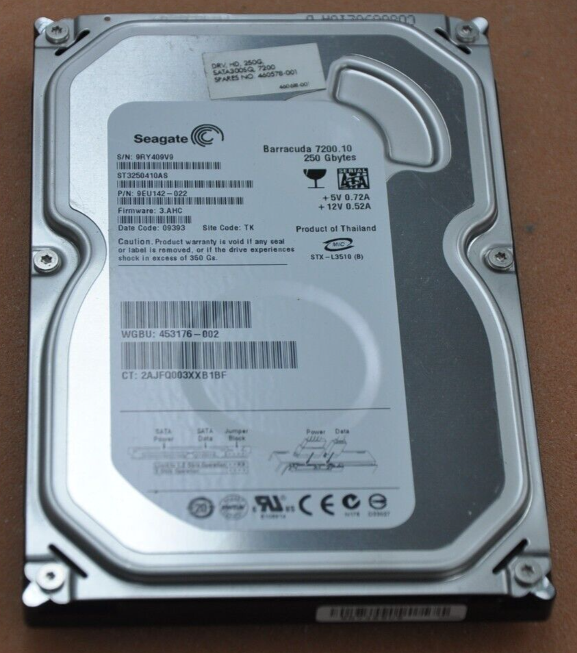 Seagate ST3250410AS PN 9EU142-022 FW 3.AHC 250GB SATA 3.5 Internal Hard Drive
