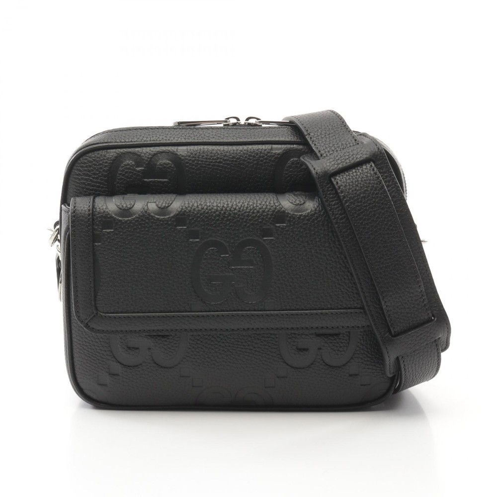 GUCCI Jumbo GG Leather Crossbody Shoulder Bag in Black for Men