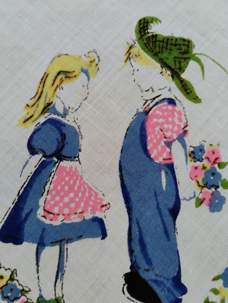 Vgt Children's Wishing Well & Young Lovers Cotton Hankie Handkerchief